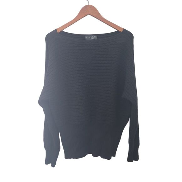 Laundry Shelli Segal Women's Sweater Large Black‎ Dolman Sleeve Shoulder - Picture 1 of 5